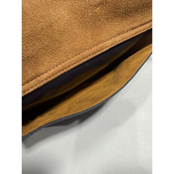 PATRICIA NASH Kirby leather front pocket vintage large crossbody NAVY EUC - Picture 9 of 14